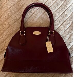 Coach Mini Sierra Satchel Burgundy Crossgrain Leather Dome Handbag F37218